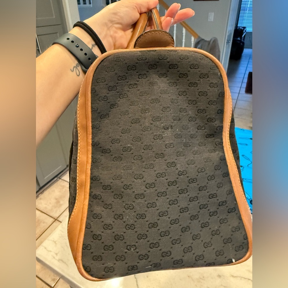 Gucci Black Canvas & Brown Leather Weekend Bag - Picture 8 of 16